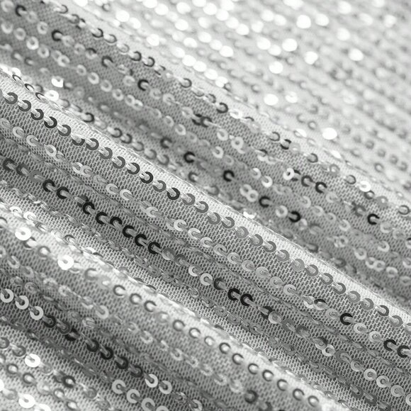 Silver Casual Women's Sequin V-Neck Tank Top - Picture 8 of 9